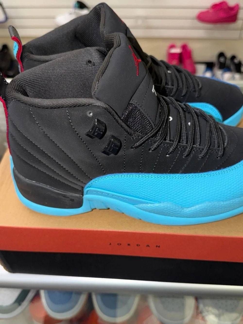 Jordan Men’s Black and Blue Retro Basketball Sneakers